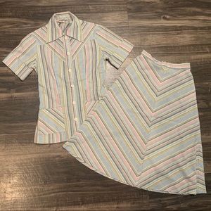 Vintage Neiman Marcus Striped Skirt Set